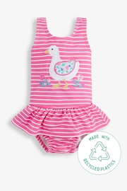 JoJo Maman Bébé Pink Stripe Swimsuit With Integral Nappy - Image 5 of 5