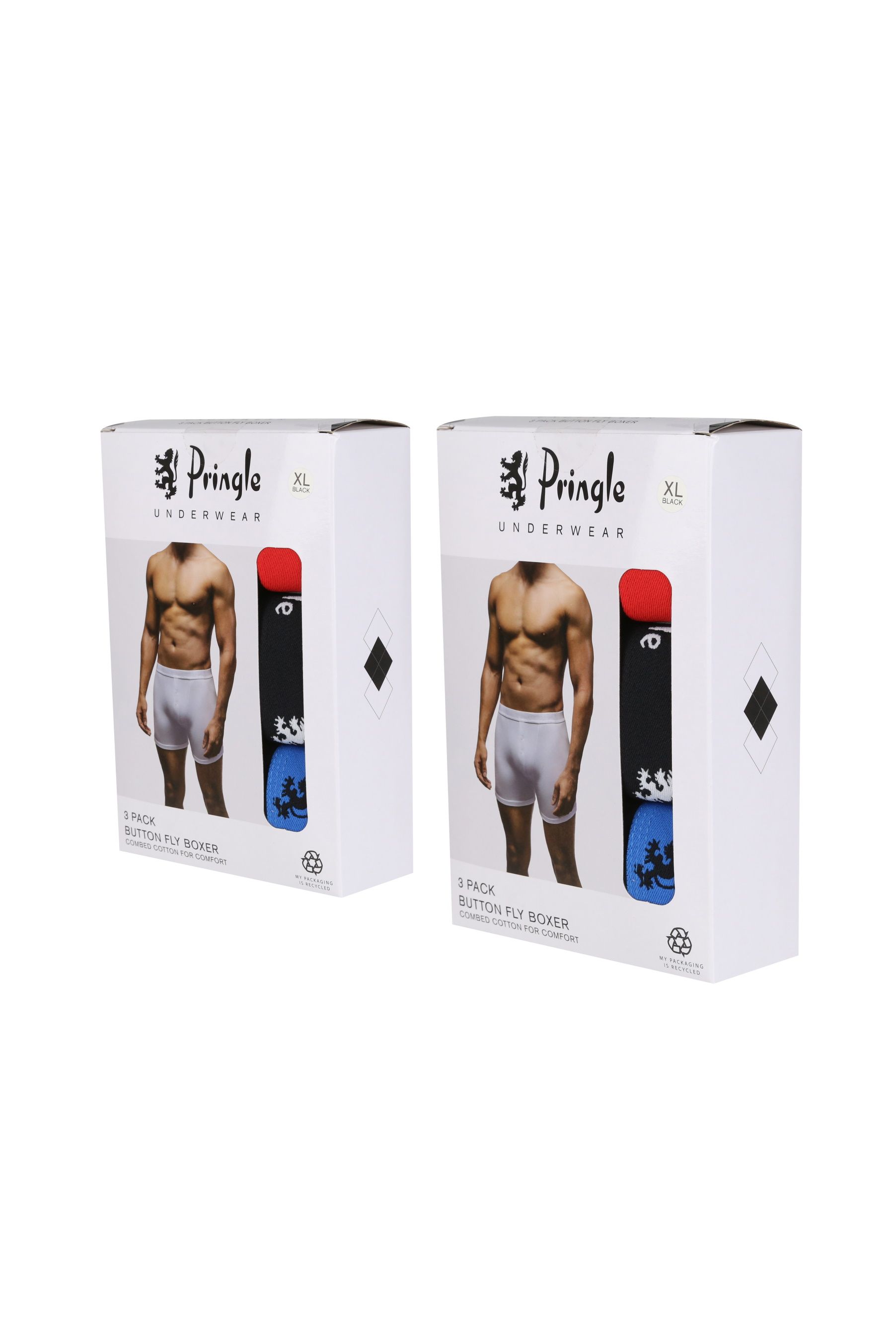 Pringle Black Button Fly Boxers Multi Pack