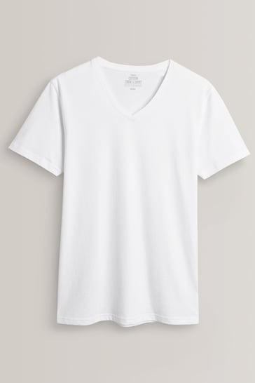 White V-Neck T-Shirts 5 Pack