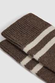 Reiss Brown Melange Alcott Wool Blend Striped Crew Socks - Image 2 of 3