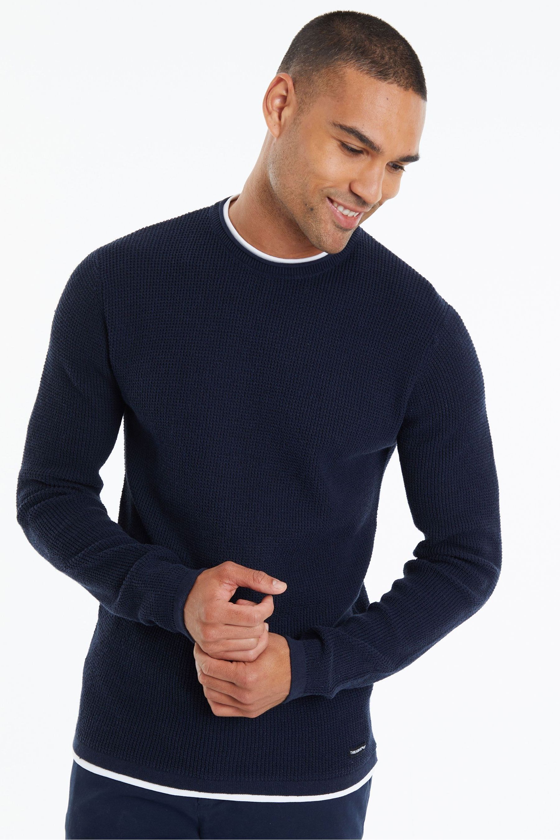 Mens navy crew neck jumper discount