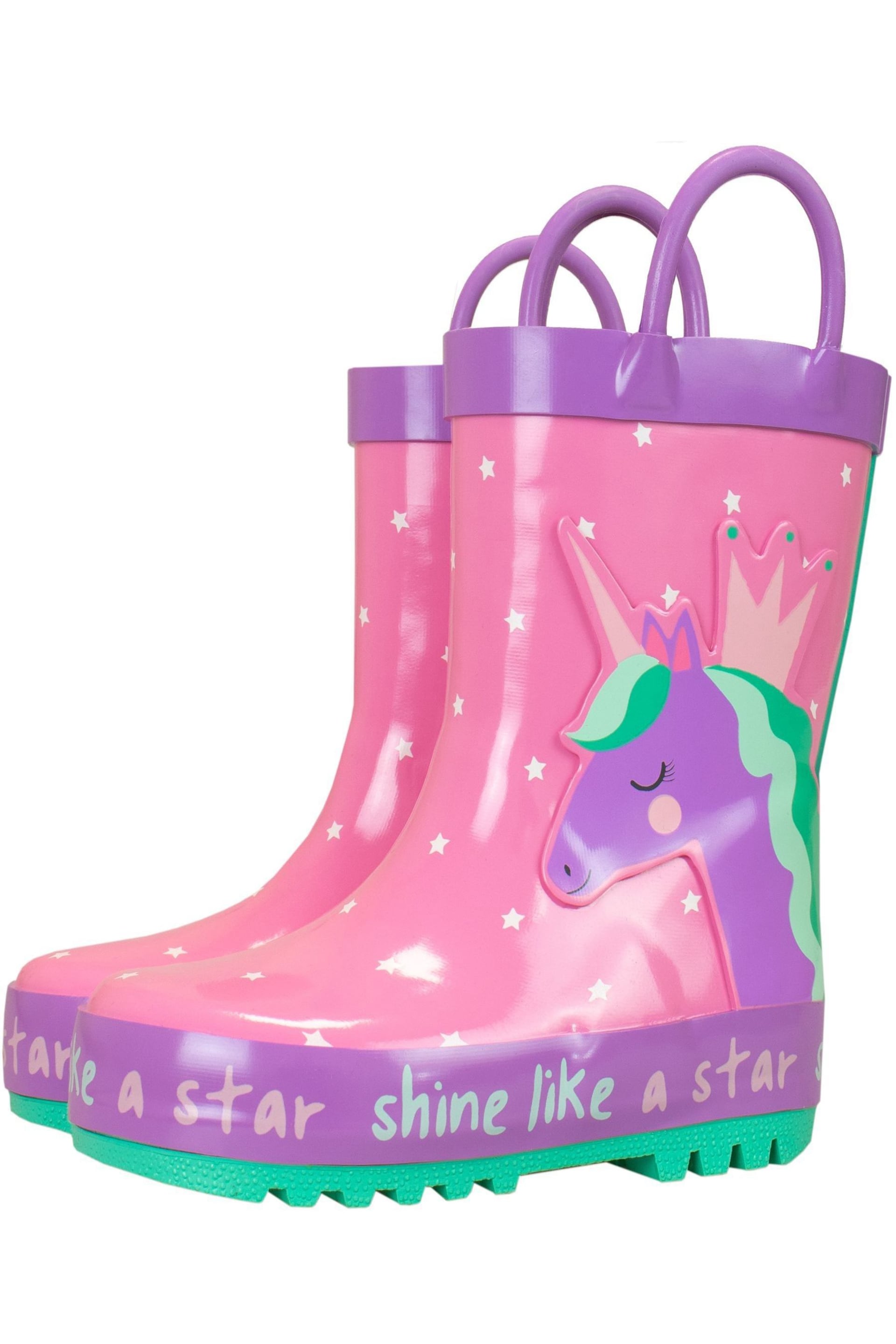 Harry Bear Purple Unicorn Printed Wellies - Image 1 of 5