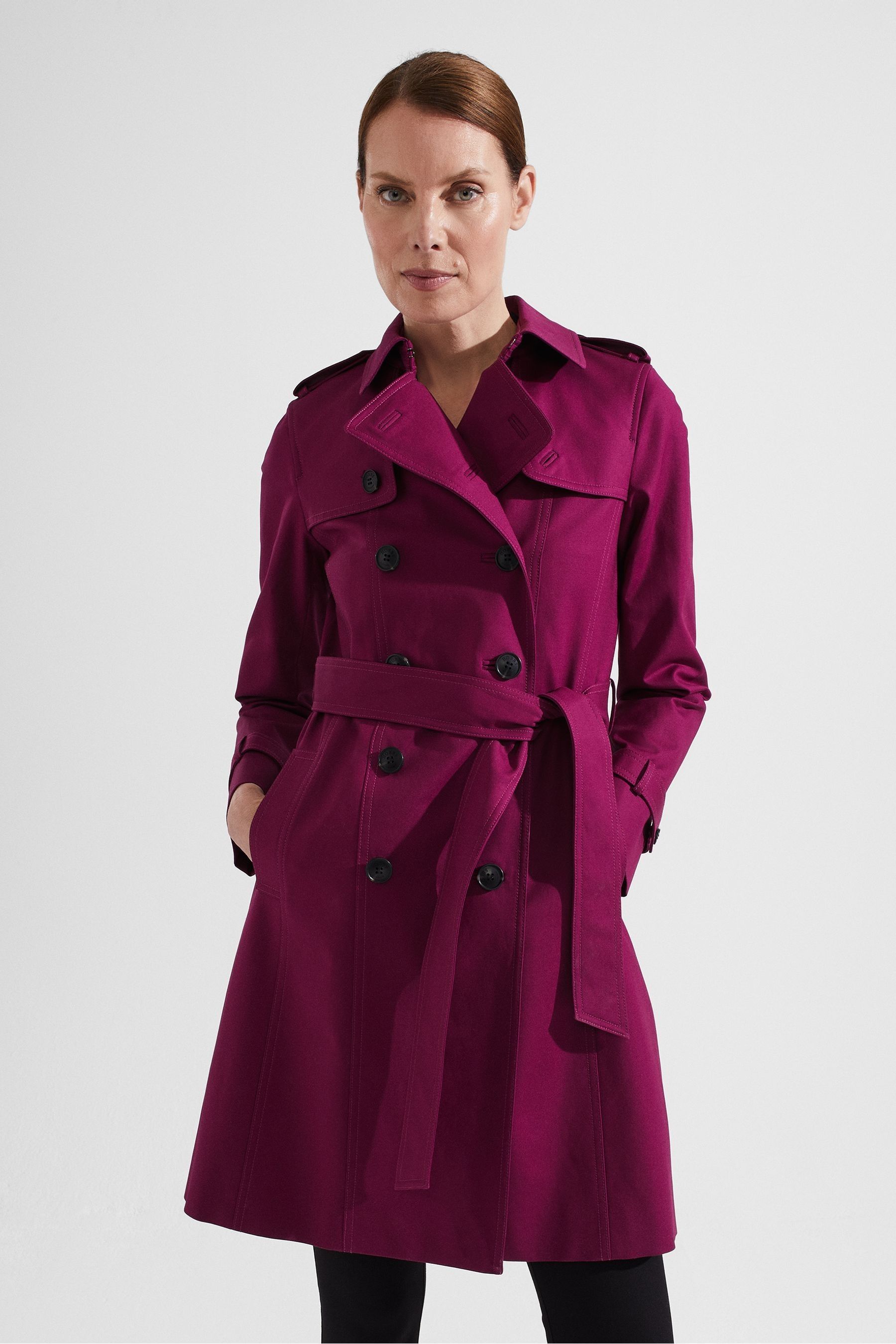 Buy Hobbs Purple Petite Petite Saskia Trench Coat from the Next UK online shop