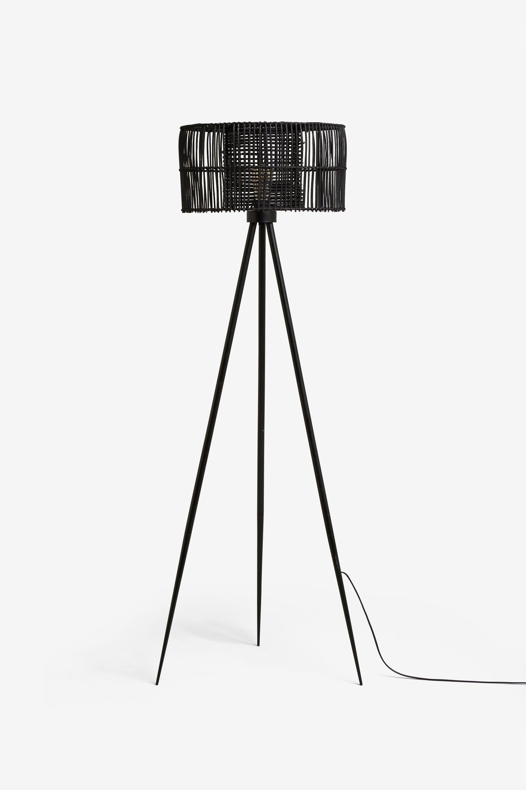Black cane store floor lamp