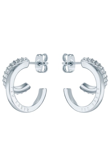 Ted Baker Silver Tone HELIAS: Crystal Multi Hoop Earrings