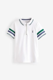 White/Green Colourblock Short Sleeve Polo Shirt (3-16yrs) - Image 1 of 3