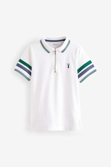 White/Green Colourblock Short Sleeve Polo Shirt (3-16yrs)