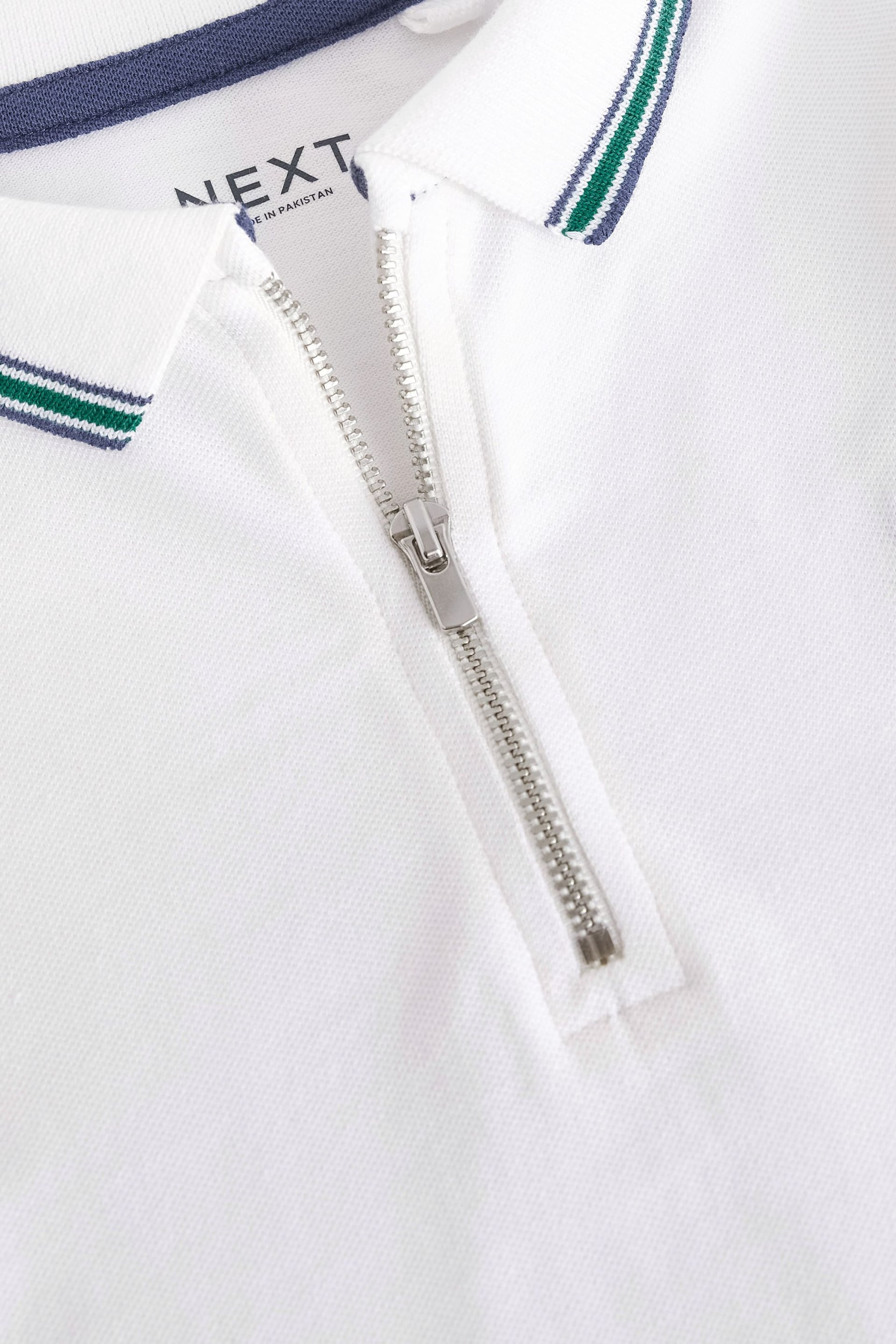 White/Green Colourblock Short Sleeve Polo Shirt (3-16yrs) - Image 3 of 3