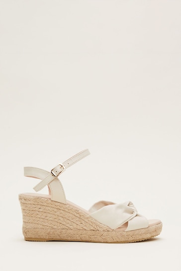 Phase Eight Cream Leather Knot Front Espadrille Shoes