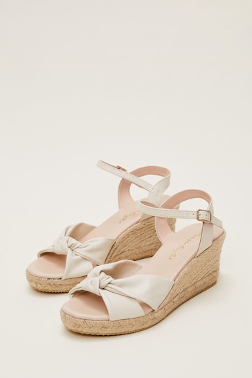 Phase Eight Cream Leather Knot Front Espadrille Shoes