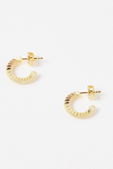 Oliver Bonas Gold Plated Ray Textured Hoop Earrings