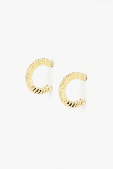 Oliver Bonas Gold Plated Ray Textured Hoop Earrings