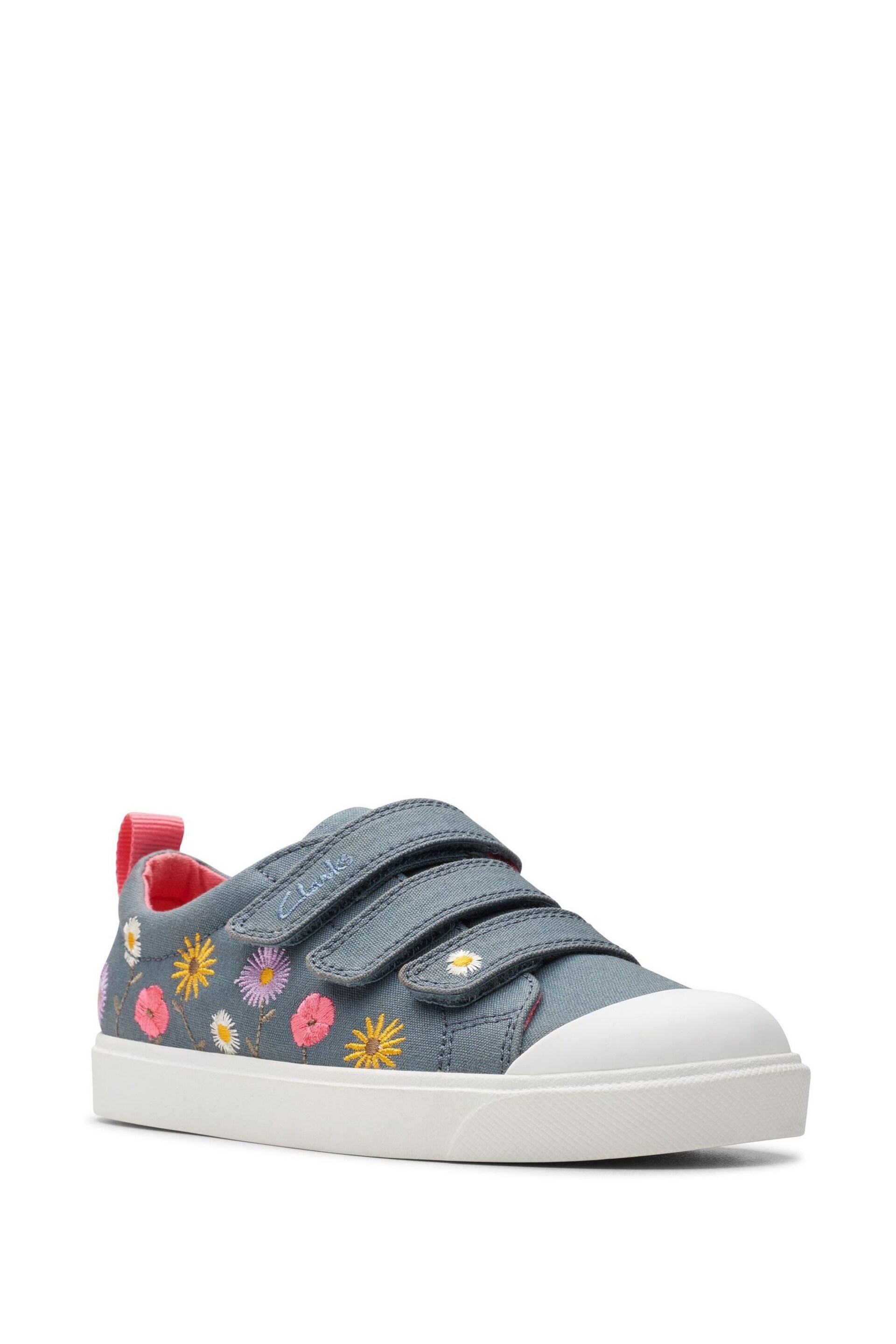 Clarks Blue Floral City Vibe Kids Canvas Shoes - Image 3 of 7