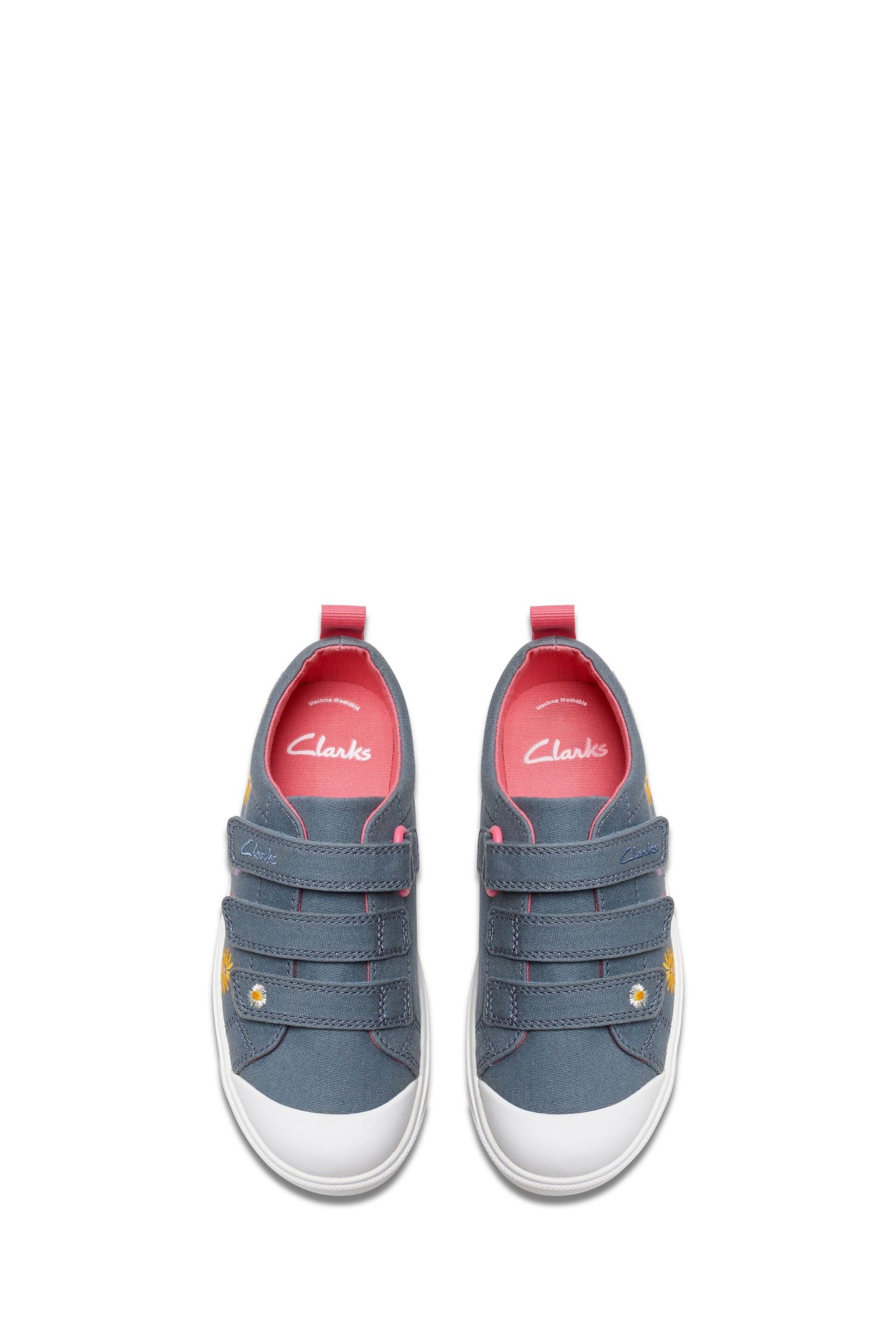 Clarks Blue Floral City Vibe Kids Canvas Shoes - Image 5 of 7