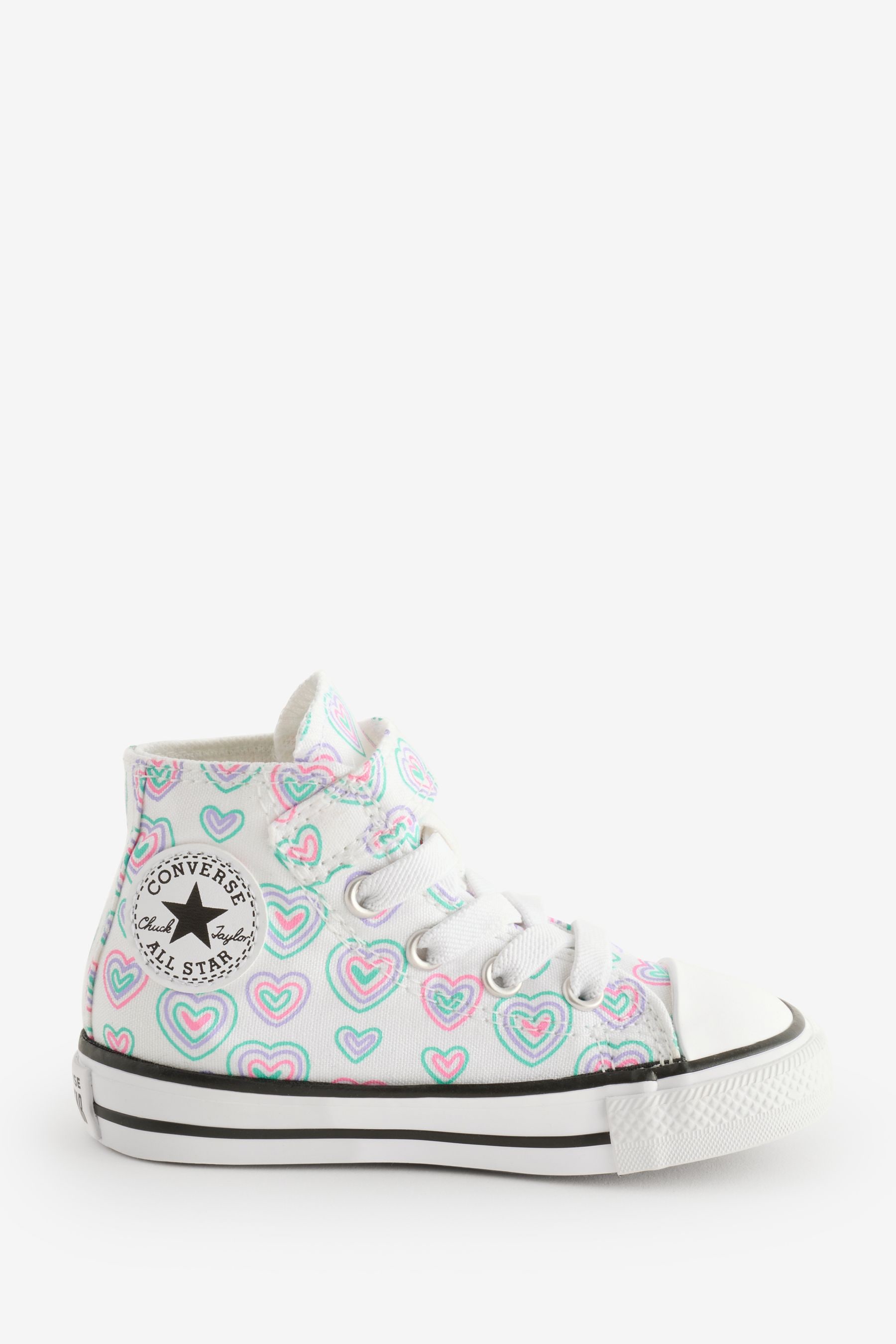 Girls Converse Pink Chuck Taylor Rainbow Heart 1V Infant Trainers