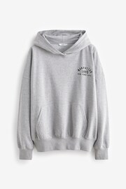 Grey Oversized Relaxed Fit New York Back Graphic Slogan Longline Hoodie - Image 6 of 7