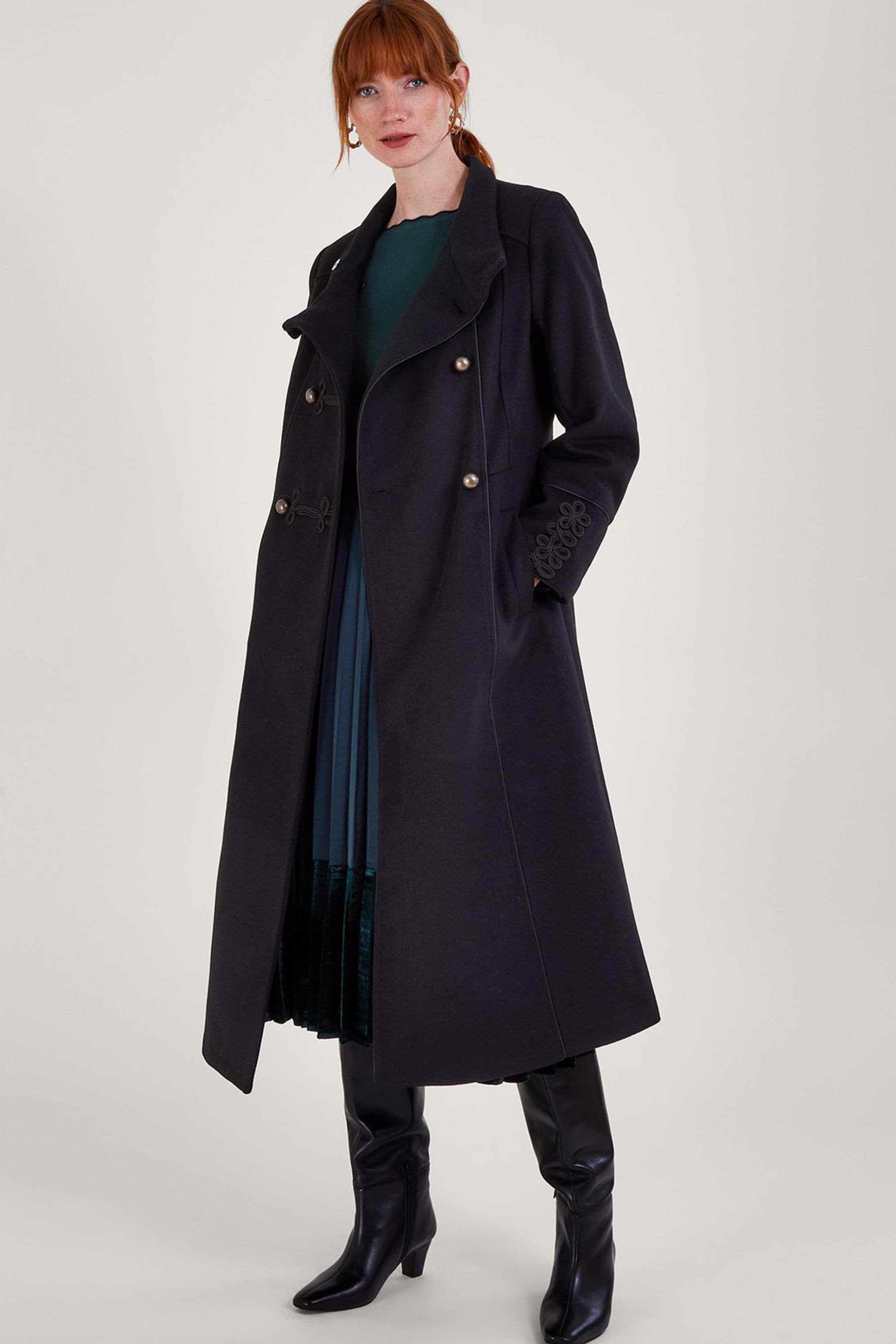 Long black military coat clearance