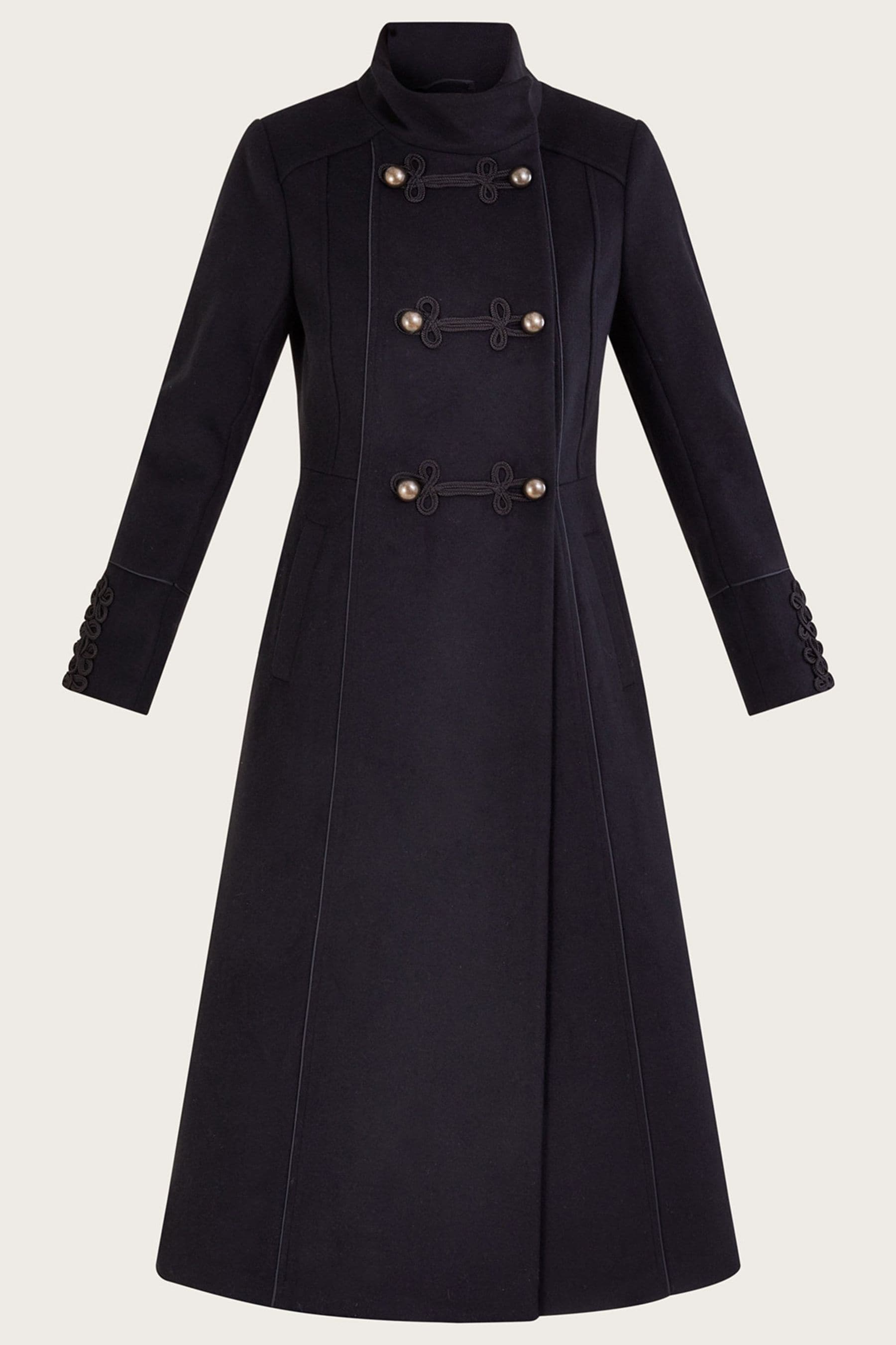Long black military coat discount