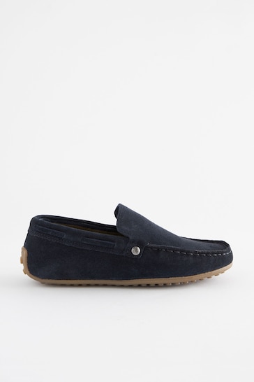 Navy Suede Loafers