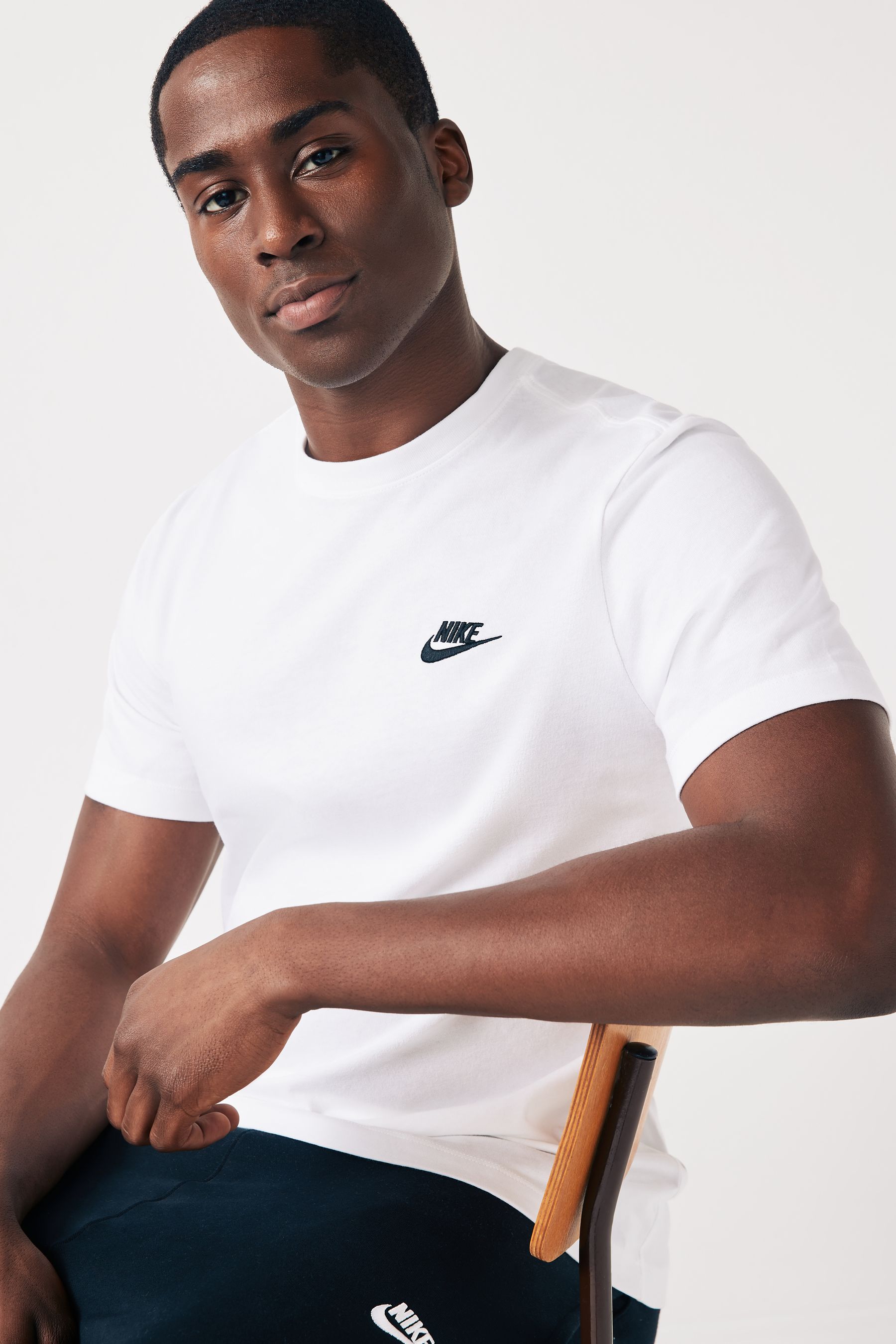 Buy Nike White Club 100 Cotton T Shirt from Next Luxembourg