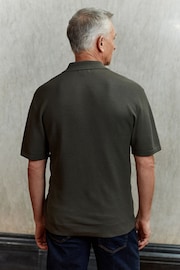 Khaki Green Signature Regular Silk Blend Zip Polo Shirt - Image 4 of 8