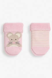 JoJo Maman Bébé Pink Mouse 2-Pack Baby Socks - Image 1 of 2