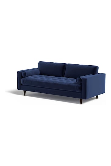MADE.COM Matt Velvet Navy Blue Scott 3 Seater Sofa