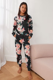 Black Floral Supersoft Cosy Pyjamas - Image 2 of 8