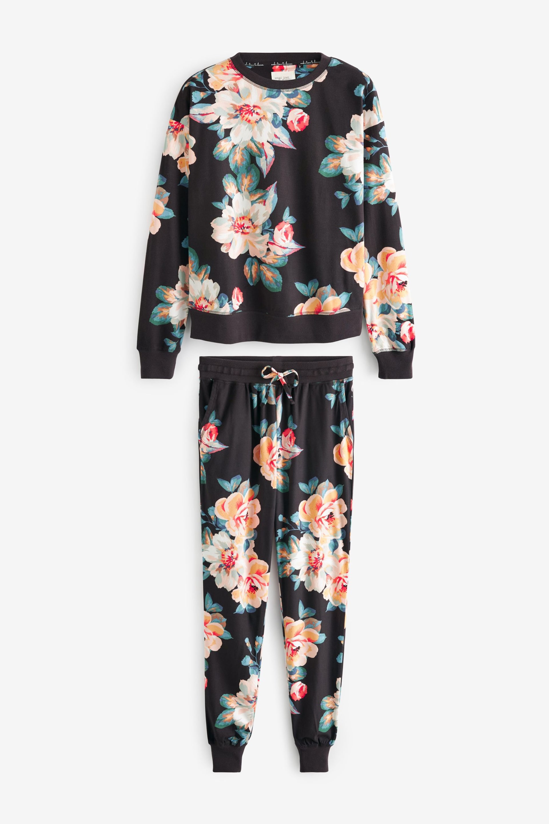 Black Floral Supersoft Cosy Pyjamas - Image 5 of 8