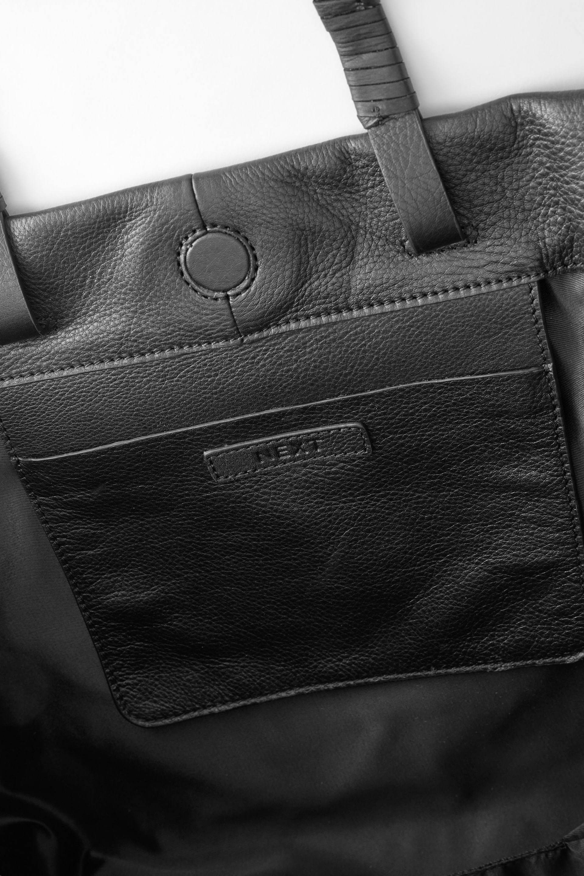 Black Oversized Leather Shopper Bag - Image 11 of 12