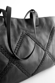 Black Oversized Leather Shopper Bag - Image 12 of 12
