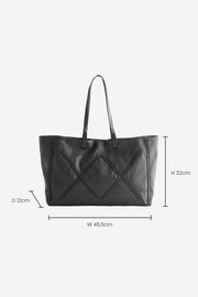 Black Oversized Leather Shopper Bag - Image 3 of 12