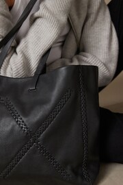 Black Oversized Leather Shopper Bag - Image 6 of 12