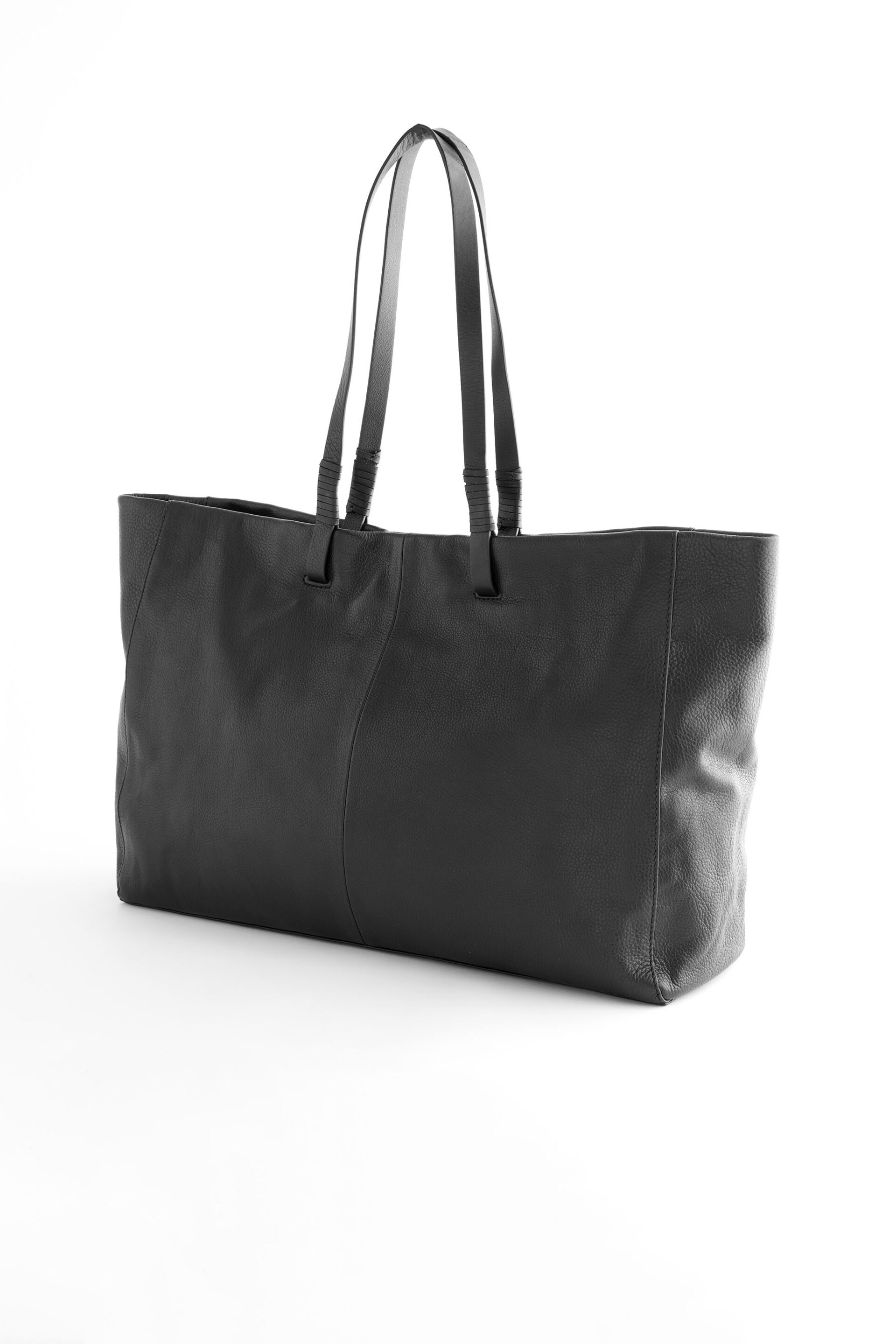 Black Oversized Leather Shopper Bag - Image 8 of 12