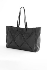 Black Oversized Leather Shopper Bag - Image 9 of 12