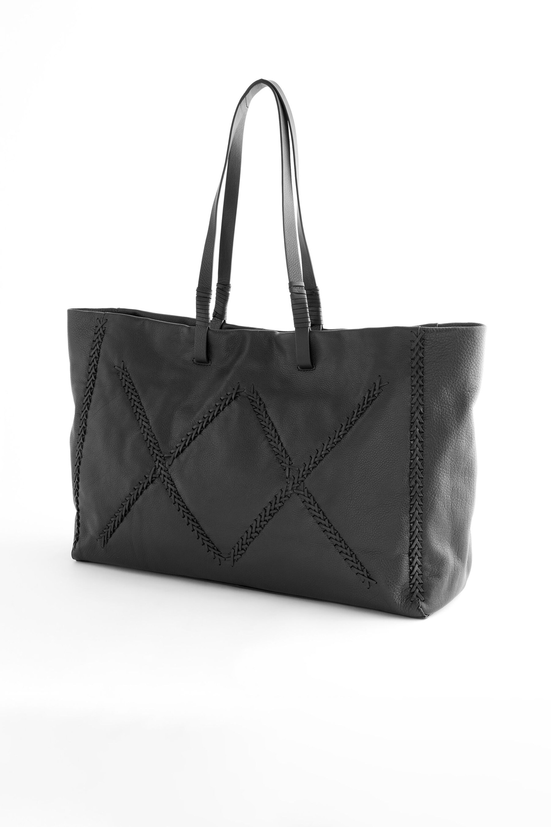 Black Oversized Leather Shopper Bag - Image 9 of 12