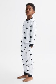 Reiss Optic White Bernard Senior Slim Fit Cotton Motif Pyjama Top - Image 1 of 6