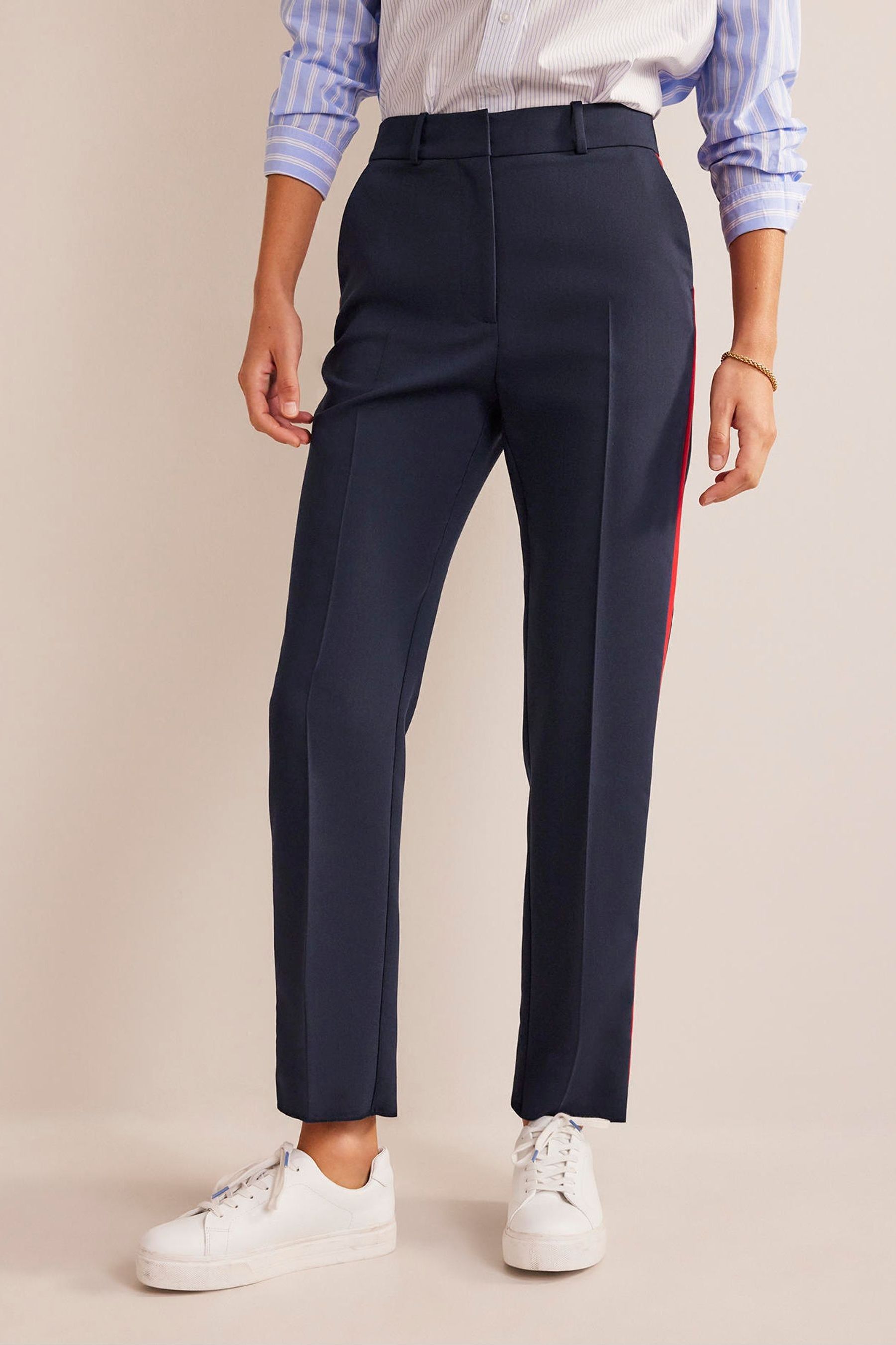 Buy Boden Dark Blue Chrome Petite Kew Side Stripe Trousers from Next Luxembourg