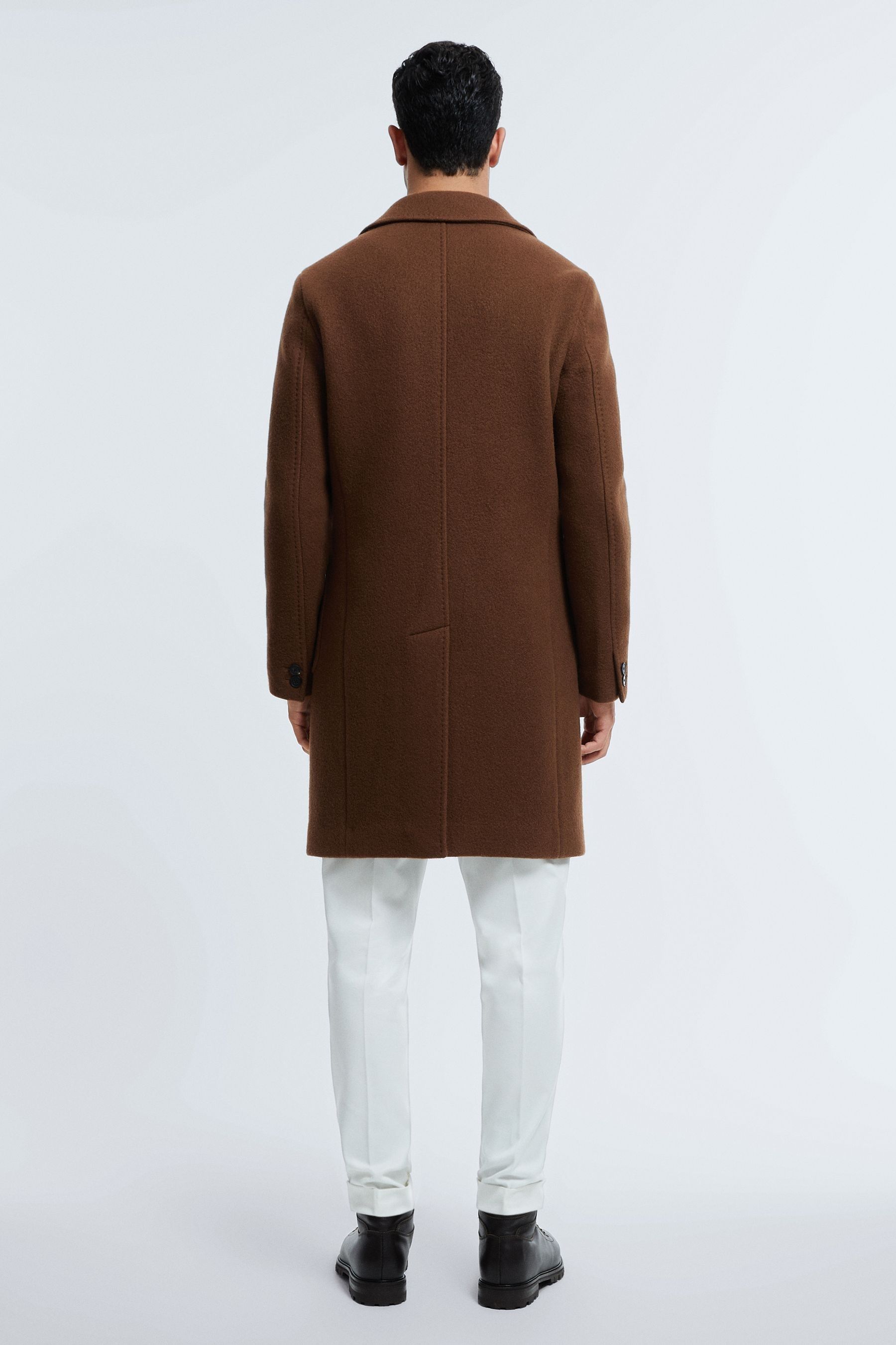 Tobacco wool coat top