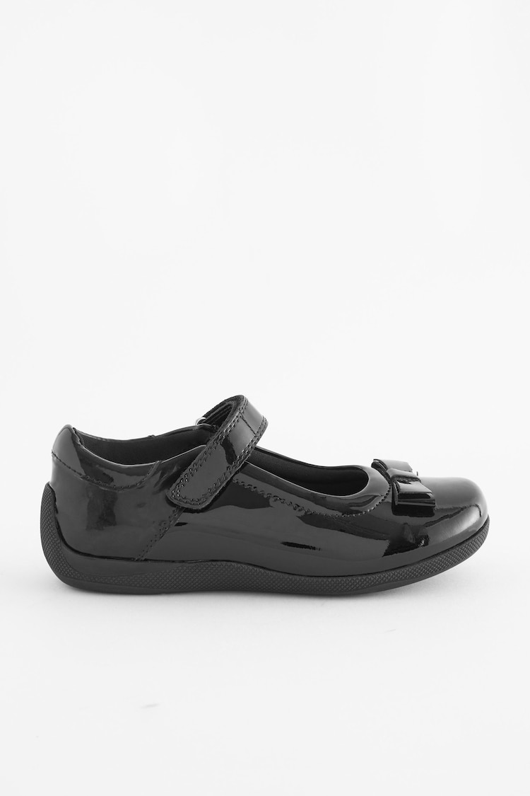 Black Patent Standard Fit (F) School Leather Junior Bow Mary Jane Shoes - Image 2 of 6