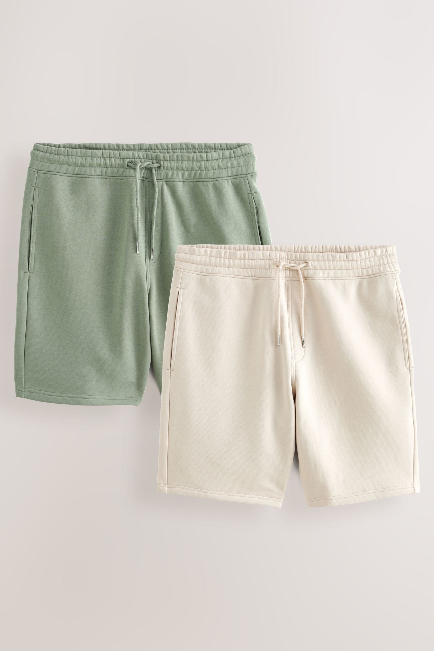 Buy Stone Khaki Green Soft Fabric Jersey Shorts 2 Pack from Next Luxembourg