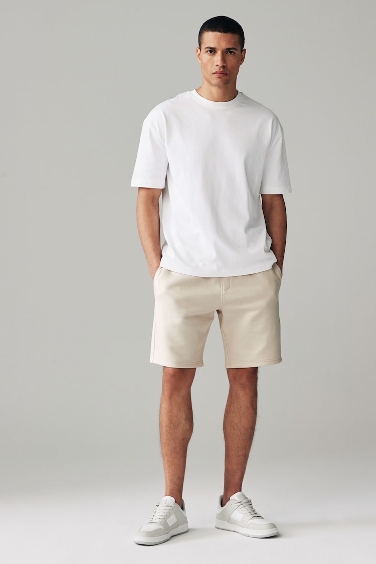 Stone/Khaki Soft Fabric Jersey Shorts - Image 3 of 13
