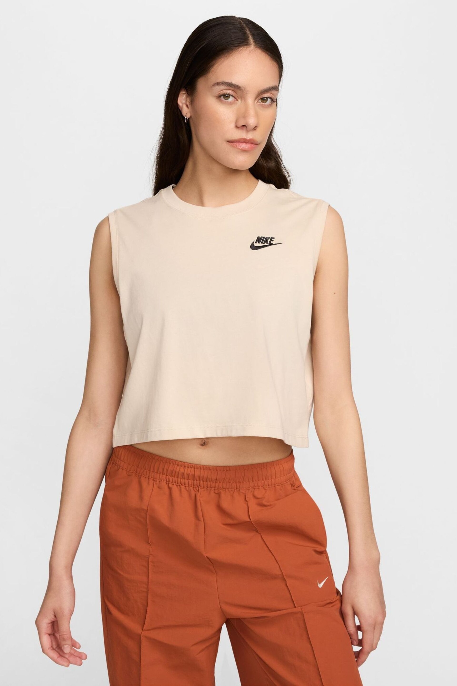 Nike Cream Club Cropped Sleeveless Top - Image 1 of 6