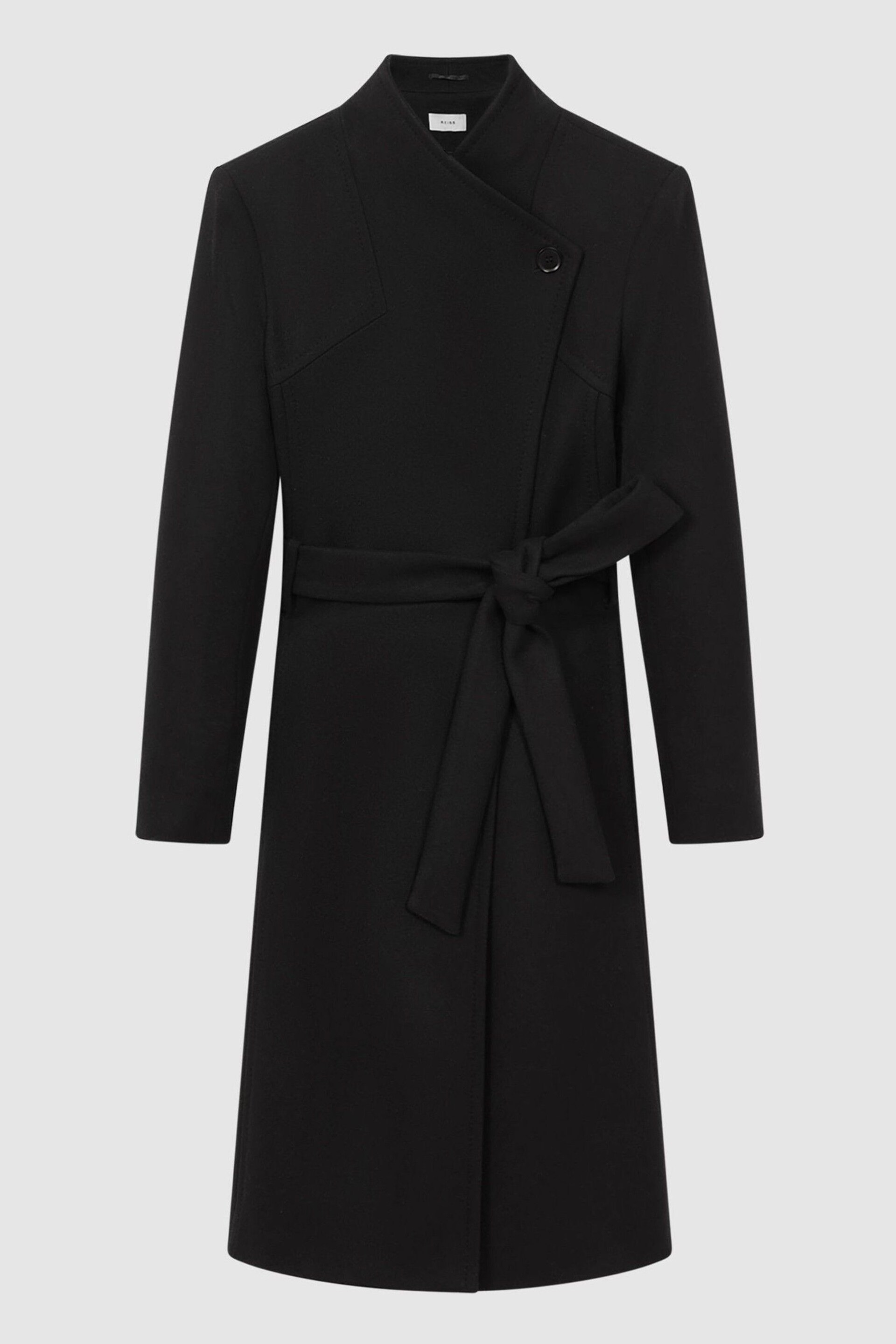 Reiss Black Freja Tailored Wool Blend Longline Coat - Image 2 of 6