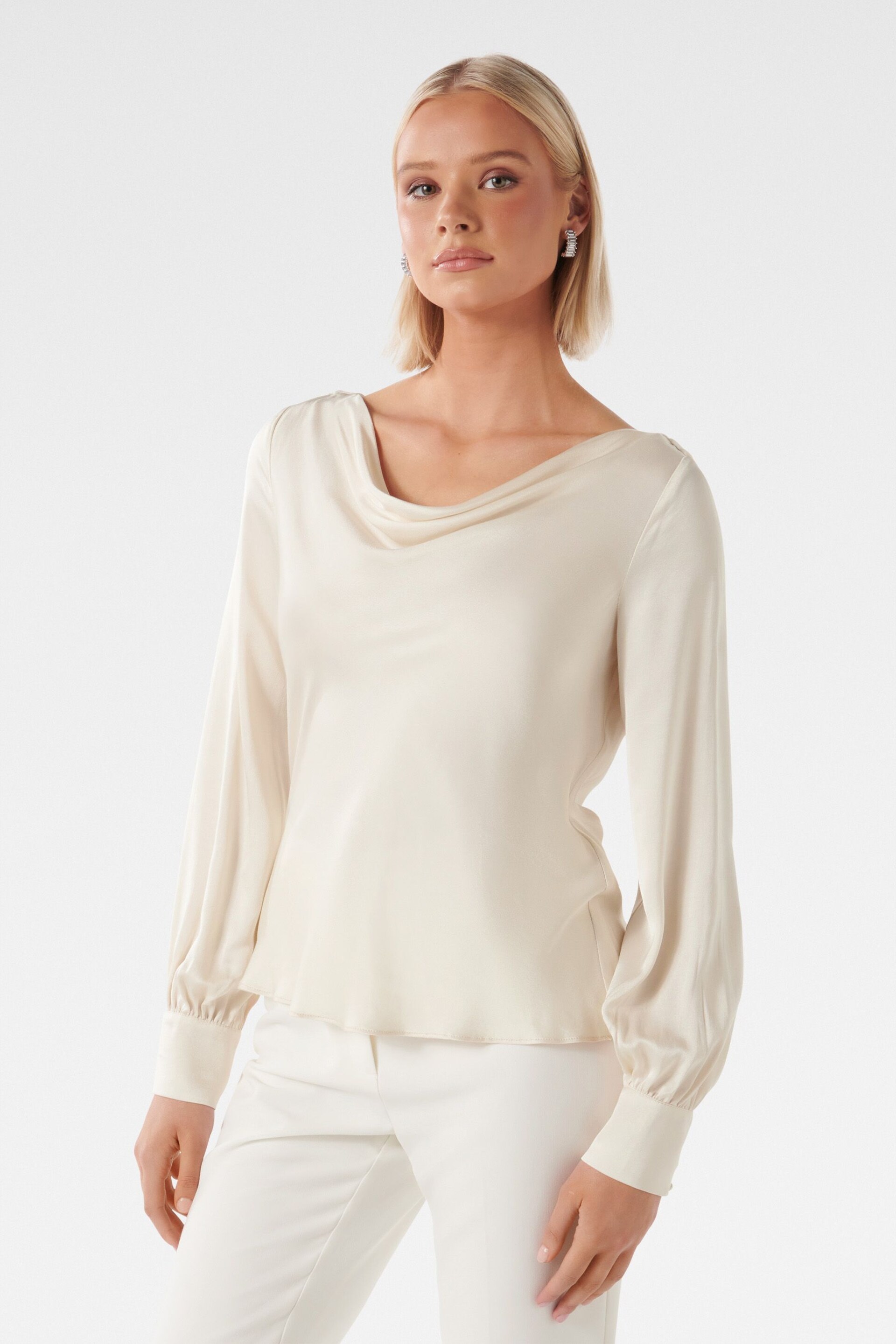 Forever New White Beau Bias Satin Top - Image 1 of 5