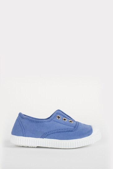 Trotters London Blue Cornflower Plum Canvas Crocs Shoes