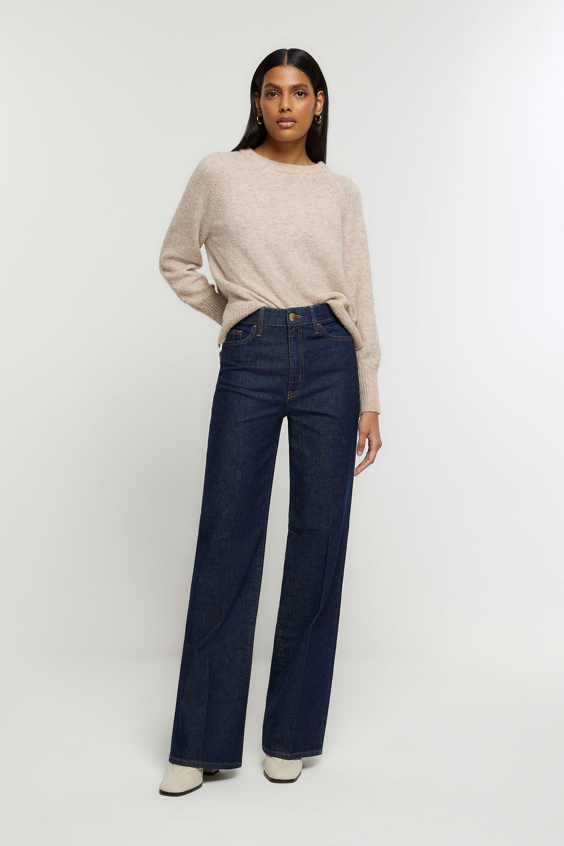 River Island Blue High Rise Wide Leg Jeans - Image 1 of 5