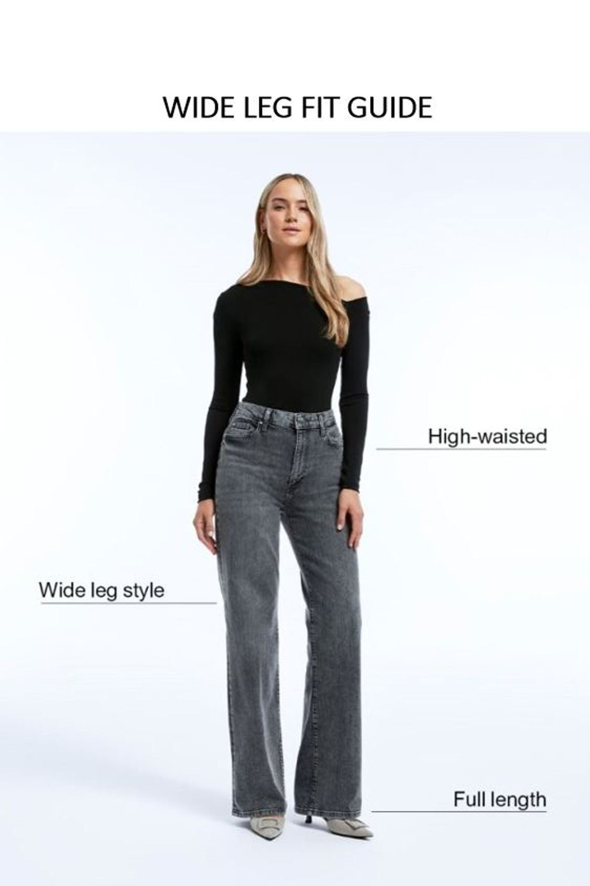 River Island Blue High Rise Wide Leg Jeans - Image 5 of 5
