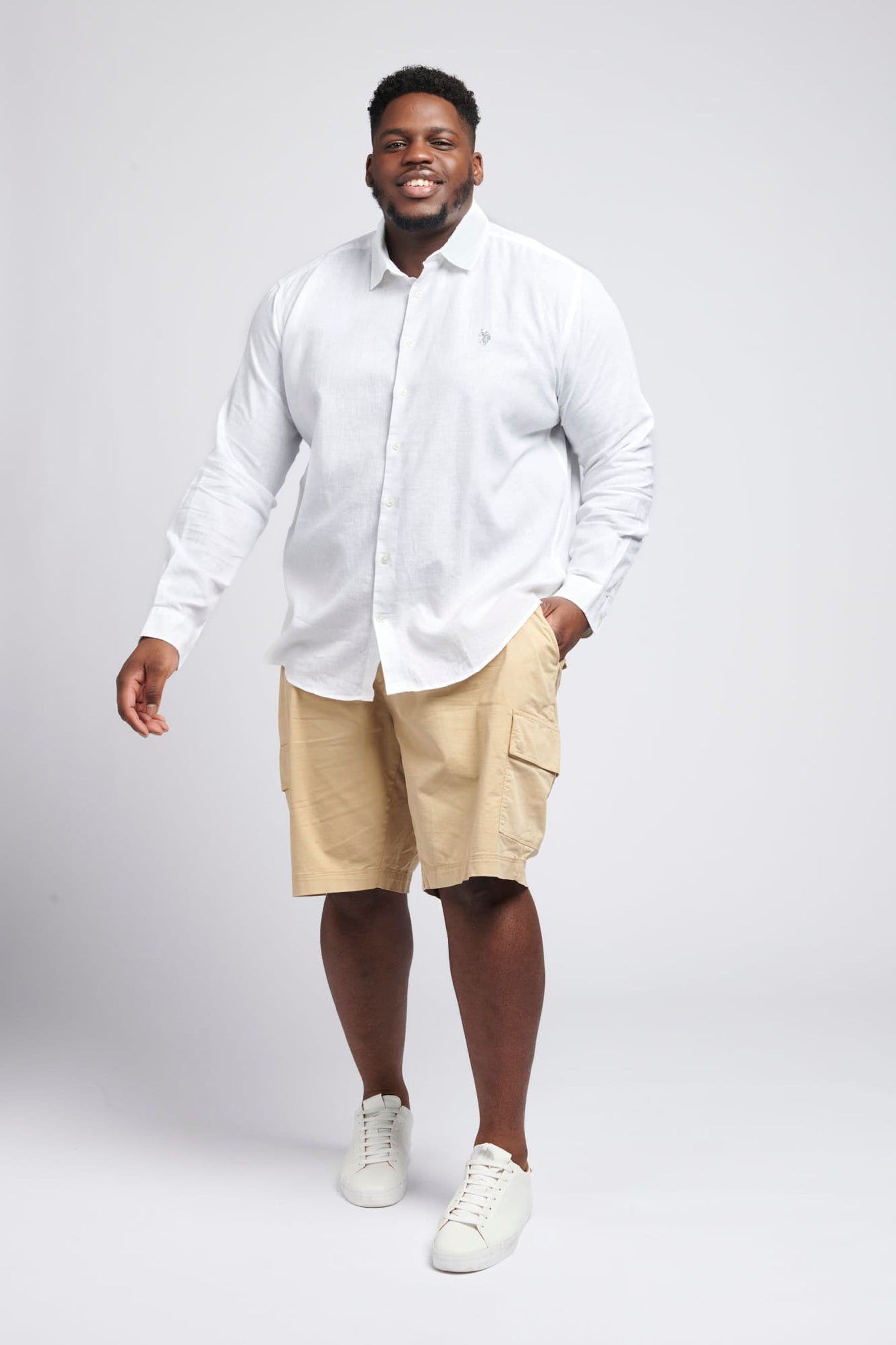 Buy U.S. Polo Assn. White Linen Blend Relaxed Long Sleeve Shirt from Next Germany