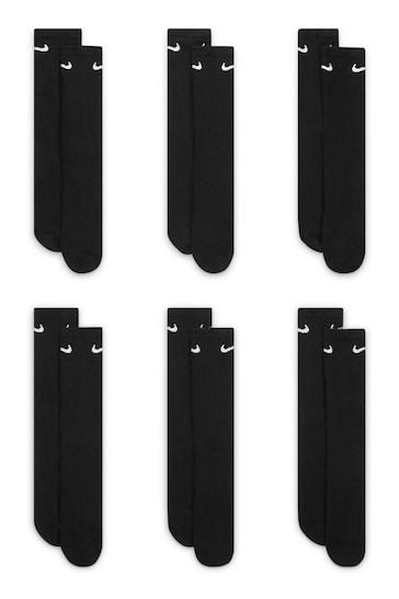 Nike Black Everyday Cushioned 6 Pack Socks